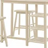 Homezia 19" X 33" X 46" 3pc Pack Buttermilk Rubber Wood Counter Height Set
