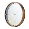 Homezia 2" Round Gold And White Wood Analog Wall Clock