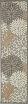 Shop Homezia 2' X 8' Gray And Ivory Floral Indoor Outdoor Area Rug