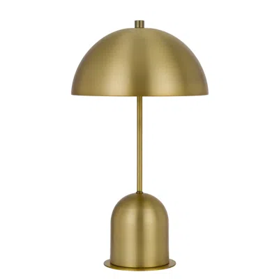 Homezia 20" Antiqued Brass Metal Desk Table Lamp With Antiqued Brass Dome Shade In Brown