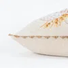 Homezia 20" Beige And Green Thanksgiving Cotton Pillow With Applique, Embroidery Edges
