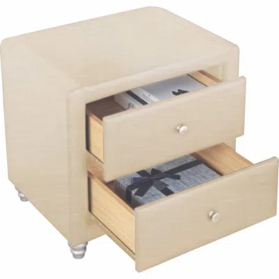 Homezia 20" Beige Two Drawers Nightstand