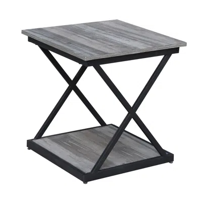 Homezia 20" Black And Brown Manufactured Wood Square End Table In Gray