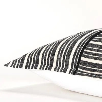 Homezia 20" Black And White Cotton Pillow With Embroidery Edges