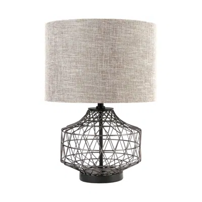 Homezia 20" Black Lamp Base Led With Brown Shade