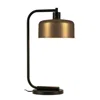 HOMEZIA 20" BLACK METAL ARCHED TABLE LAMP WITH BRASS BOWL SHADE