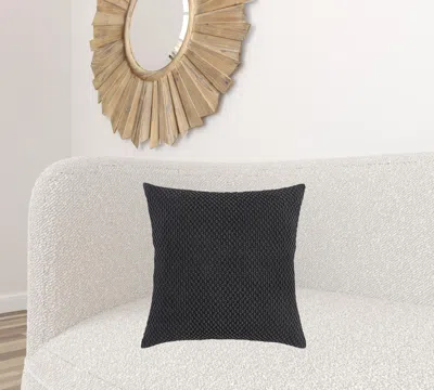 Homezia 20" Black Nubby Textured Modern Throw Pillow