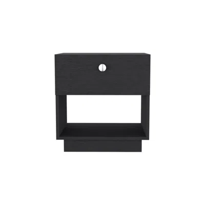 Homezia 20" Black One Drawer Faux Wood Nightstand