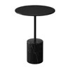 Homezia 20" Black Steel And Marble Round Pedestal End Table