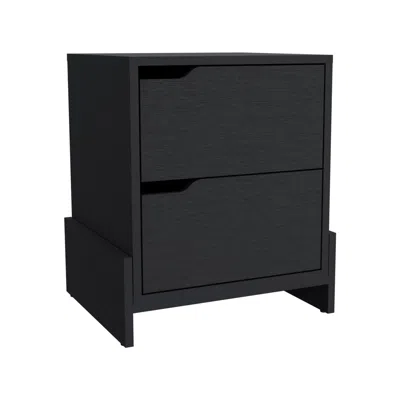 Homezia 20" Black Two Drawer Faux Wood Nightstand