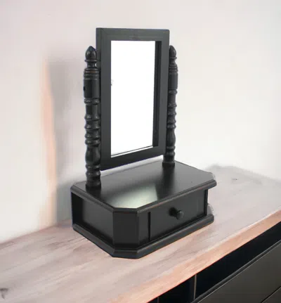 Homezia 20" Black Wood Framed Makeup Shaving Tabletop Mirror