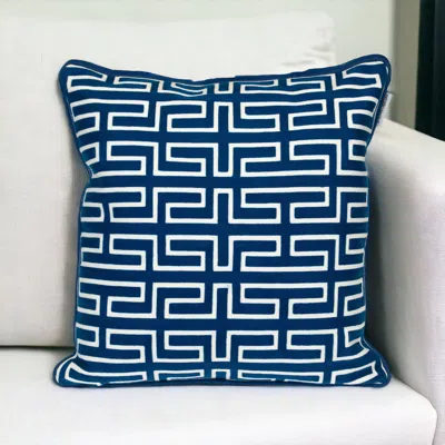 Homezia 20" Blue Geometric Cotton Throw Pillow