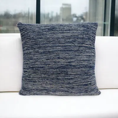 Homezia 20" Blue Woven Cotton Blend Throw Pillow