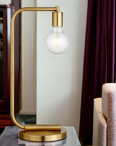 Homezia 20" Brass Metal Desk Table Lamp In Gold