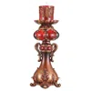 Homezia 20" Brown And Red Faux Marble Tabletop Candle Holder And Candle