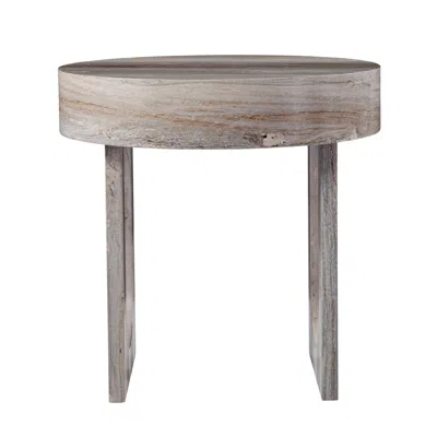 Homezia 20" Brown Manufactured Wood Round End Table