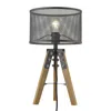 Homezia 20" Brown Metal Column Table Lamp With Black Drum Shade