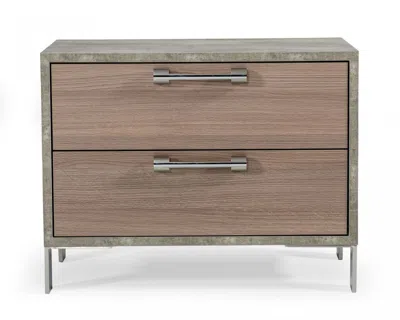 Homezia 20" Brown Oak And Gray Two Drawer Nightstand