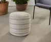 Homezia 20" Brown Polyester Round Striped Indoor Outdoor Pouf Ottoman