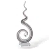 Homezia 20" Clear And Brown Murano Glass Modern Abstract Tabletop Sculpture