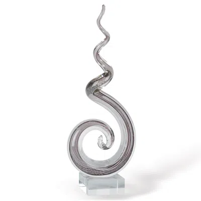 Homezia 20" Clear And Brown Murano Glass Modern Abstract Tabletop Sculpture