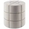 Homezia 20" Cream Linen Round Footstool Ottoman