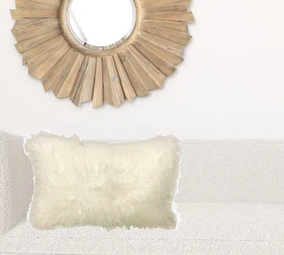 Homezia 20" Creamy Genuine Tibetan Lamb Fur Pillow With Microsuede Backing