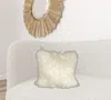 Homezia 20" Creamy White Genuine Tibetan Lamb Fur Pillow With Microsuede Backing