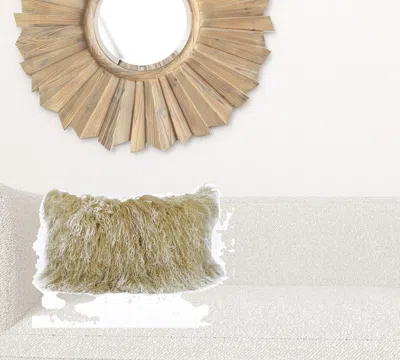 Homezia 20" Gold Genuine Tibetan Lamb Fur Pillow With Microsuede Backing