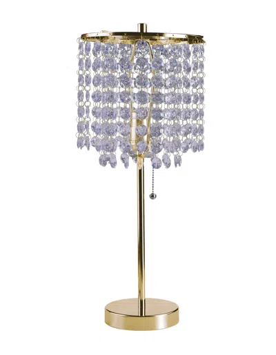 Homezia 20" Gold Metal Bedside Table Lamp With Clear Drum Shade In Blue