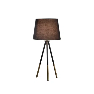 Homezia 20" Gold Tripod Table Lamp With Black Empire Shade In Blue