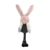 Homezia 20" Gray And Pink Fabric Bunny Ears Sitting Gnome