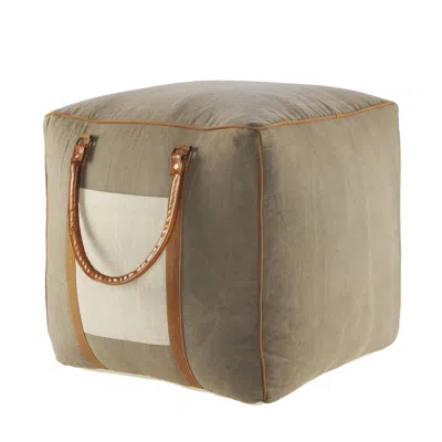 Homezia 20" Gray Cotton Blend Ottoman