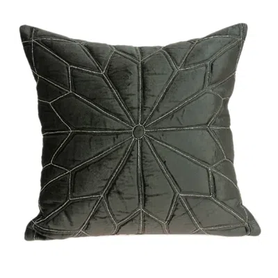 Homezia 20" Gray Cotton Blend Throw Pillow In Black