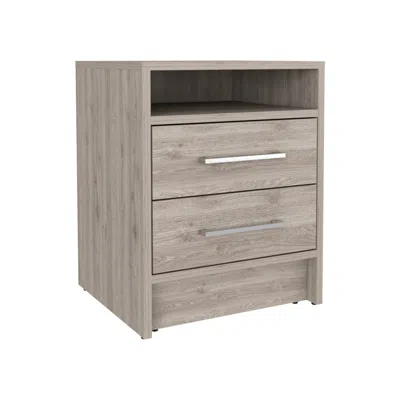 Homezia 20" Gray Two Drawer Faux Wood Nightstand