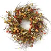 Homezia 20" Green And Brown Artificial Fall Mixed Assortment Wreath