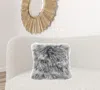Homezia 20" Grey Genuine Tibetan Lamb Fur Pillow With Microsuede Backing