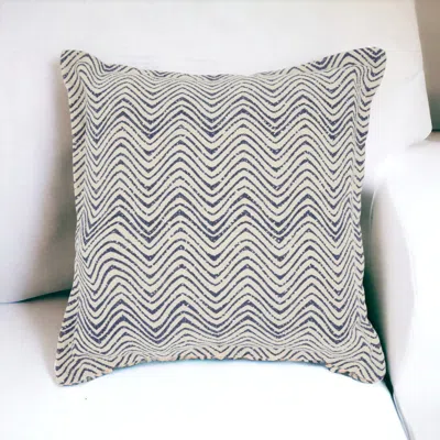 Homezia 20" Indigo And Ivory Waves Throw Pillow