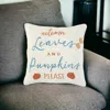 Homezia 20" Ivory Blue And Orange Thanksgiving Cotton Pillow With Applique, Embroidery Edges
