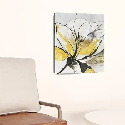 Homezia 20" Modern Yellow And Black Flower Canvas Wall Art