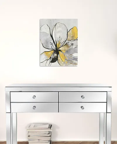 Homezia 20" Modern Yellow And Black Flower In Bloom Canvas Wall Art