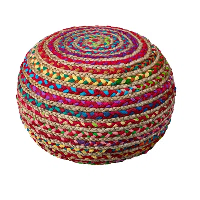 Homezia 20" Multicolored Jute Ottoman