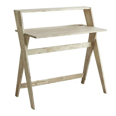 Homezia 20" Natural Wood Writing Desk In Gray