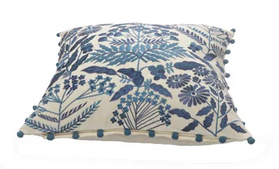 Homezia 20" Navy And Off-white Cotton Throw Pillow