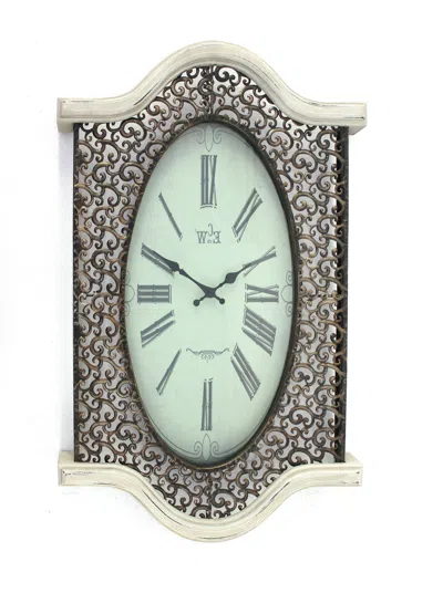 Homezia 20" Novelty White Glass Analog Wall Clock In Gray