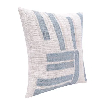 Homezia 20" Ocean Blue And Ivory Cotton Throw Pillow