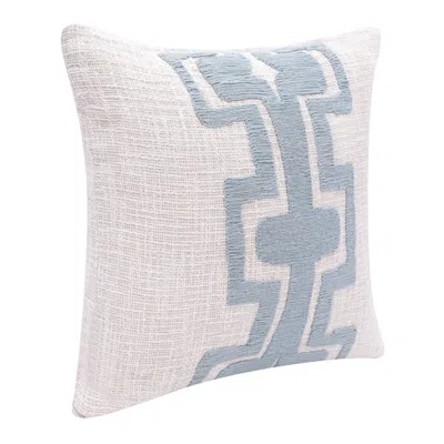 Homezia 20" Ocean Blue And Ivory Cotton Throw Pillow
