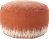 HOMEZIA 20" ORANGE AND WHITE COTTON ROUND ABSTRACT POUF OTTOMAN