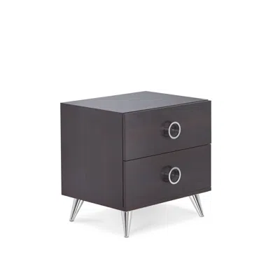 Homezia 20" Silver And Espresso End Table With Two Drawers In Black
