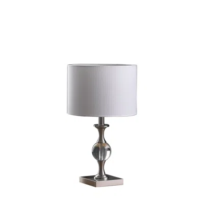 Homezia 20" Silver Bedside Table Lamp With White Drum Shade In Gold